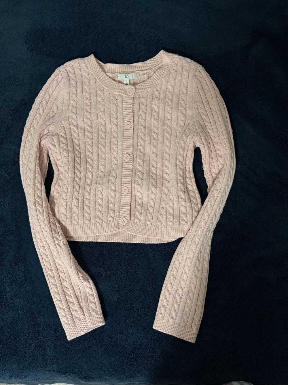 bp Light Pink Cable Knit Cropped Cardigan